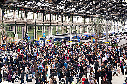 人,等待,室内,里昂,铁路,车站,巴黎,法国,欧洲