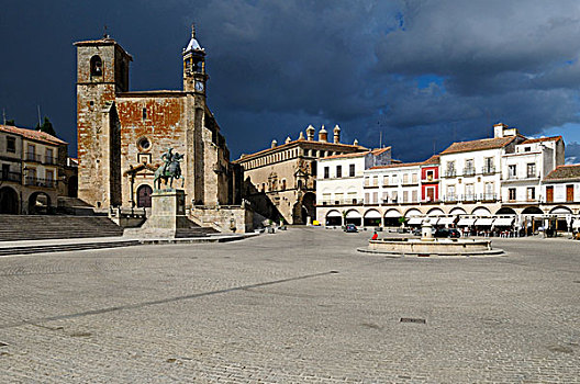马约尔广场,广场,教堂,特鲁希略,埃斯特雷马杜拉,西班牙,欧洲