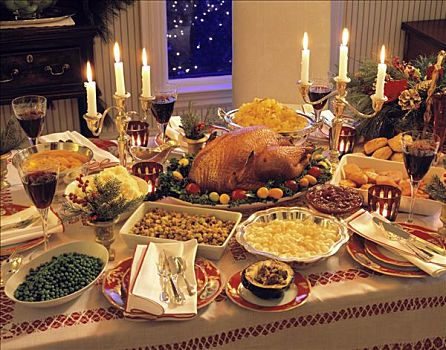 圣诞晚餐,装饰,桌子