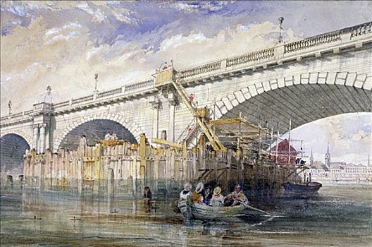坝,修理,码头,黑衣修道士桥,伦敦,艺术家