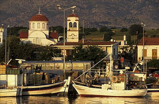 渔船,港口,萨莫色雷斯岛,岛屿,希腊