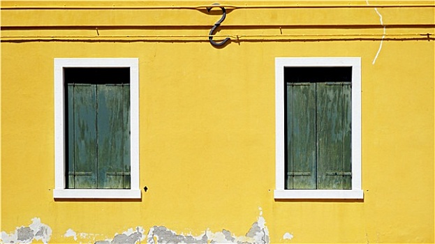 绿色,窗户,黄色,墙