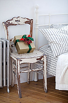 圣诞礼物,盒子,生锈,椅子