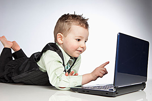 男孩,笔记本电脑,艾伯塔省,加拿大