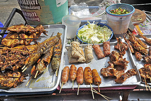 烤制食品,食物,托盘,曼谷,泰国