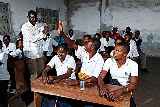 青少年,学生,班级,地区,省,刚果布拉柴维尔,非洲