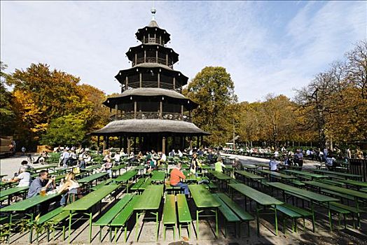 中式塔,英式花园,慕尼黑,上巴伐利亚,德国