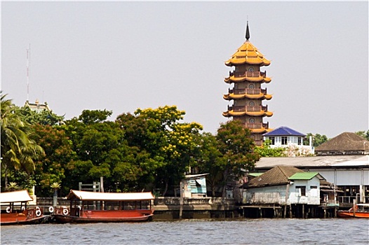寺院,曼谷,学校,塔,码头