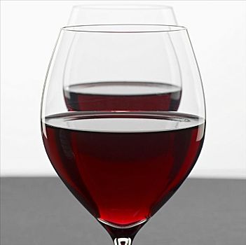 两个,玻璃,红色,葡萄酒