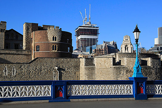 伦敦塔,风景,靠近,塔桥,看,港口,伦敦,权威,建筑,工地,写字楼,街道,区域,英格兰,英国