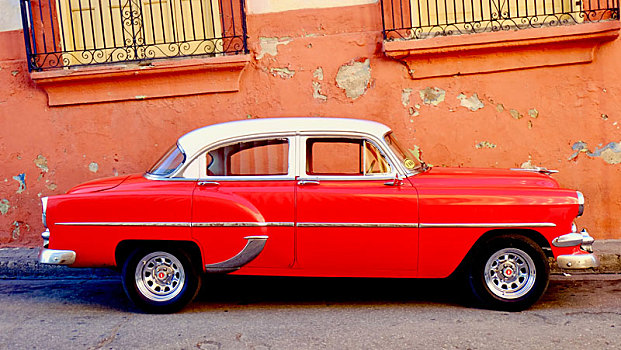 古巴,红色,老爷车