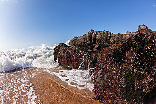 波浪,石头,海滩