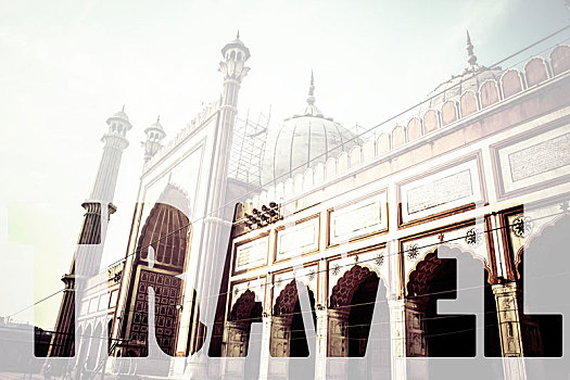文字,旅行,上方,著名,贾玛清真寺,老德里,印度