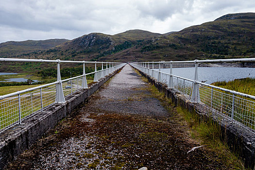步道,上面,水电,坝,墙壁,苏格兰