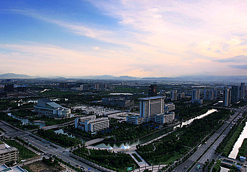 俯瞰,建筑群,大楼,道路,城市,全景