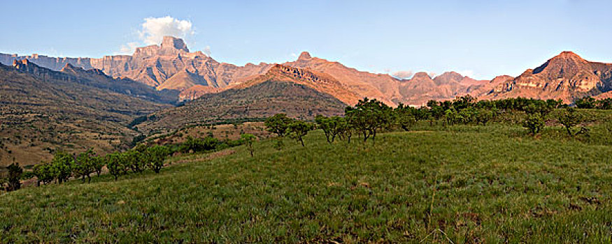 山,圆形剧场,背景,国家公园,南非