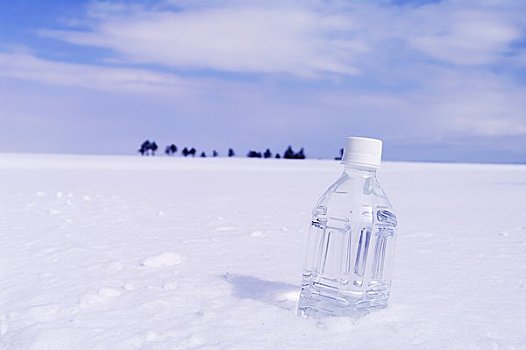塑料瓶,掩埋,雪中