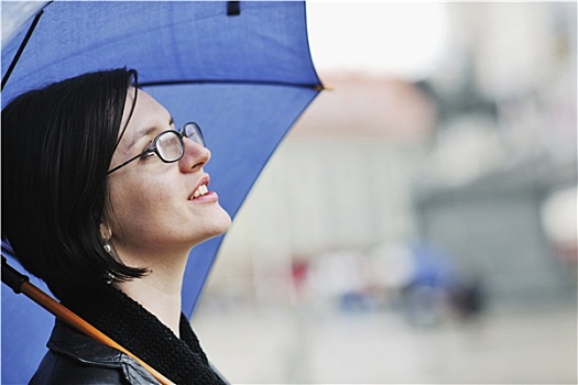女人,街上,伞