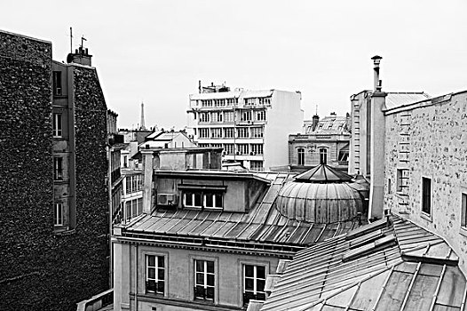 黑白图片,屋顶风光,巴黎