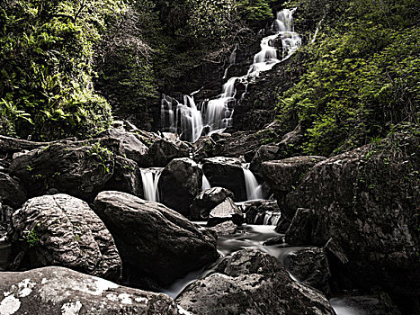 瀑布,基拉尼国家公园,爱尔兰,欧洲
