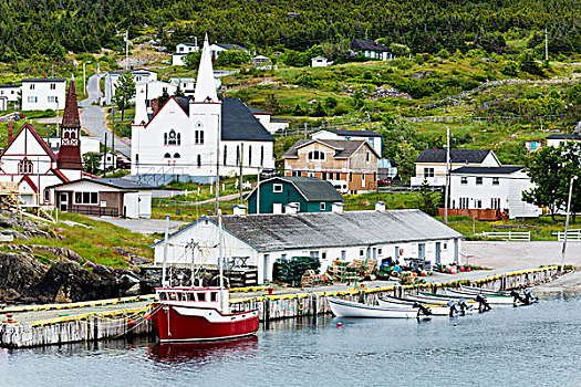 龙虾,渔船,港口,乡村,湾,纽芬兰,加拿大
