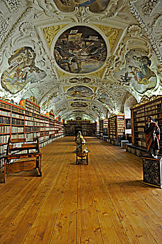 球体,老,书本,图书馆,神学,寺院,布拉格城堡,拉德肯尼,布拉格,波希米亚,捷克共和国,欧洲