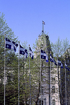 加拿大,魁北克,魁北克城,旗帜,正面,议会