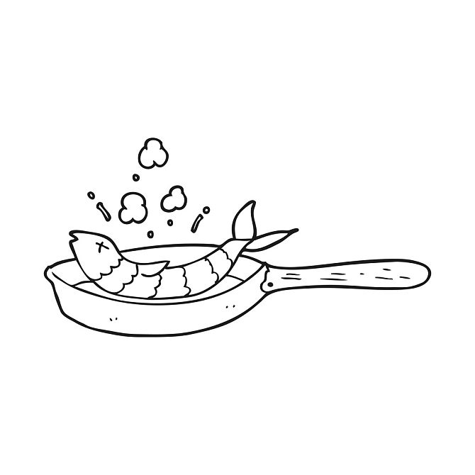 黑白,卡通,油炸,鱼肉_高清图片_全景视觉