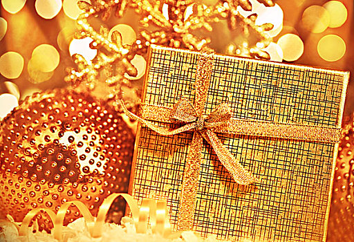金色,圣诞礼物,小玩意,装饰