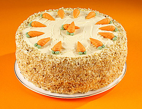 胡萝卜蛋糕,白色背景