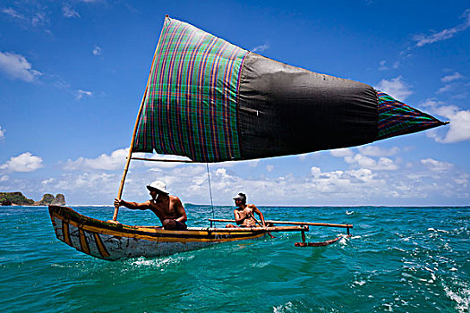 男人,舷外支架,独木舟,胜地,印度尼西亚