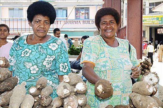 斐济,维提岛,斐济人,女人,销售,根,市场