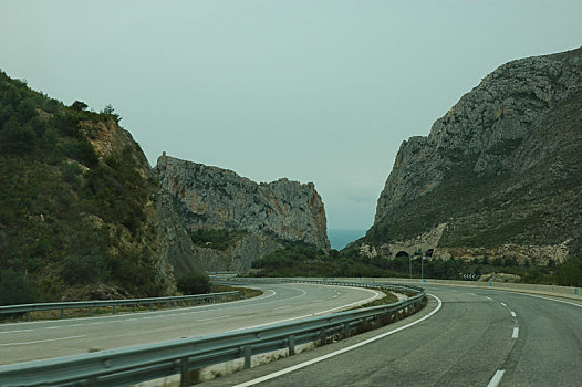 空,公路,白色海岸,西班牙