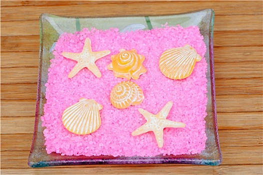 肥皂,形状,壳,海星,粉色,浴盐,玻璃盘