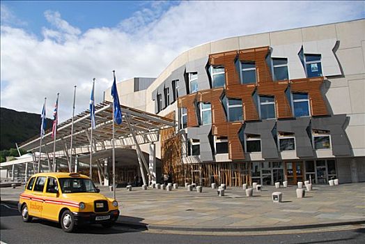 出租车,正面,新,苏格兰议会,爱丁堡,苏格兰