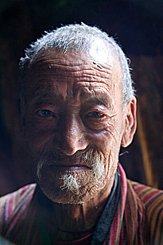 不丹,布姆唐,头像,老,僧侣