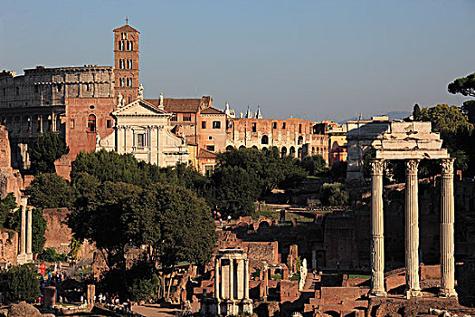 意大利,拉齐奥,罗马,古罗马广场,教堂,罗马角斗场