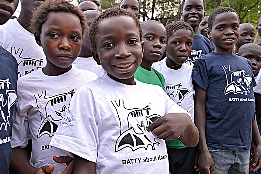 孩子,狐蝠,t恤,观注,棕榈果,国家公园,赞比亚,非洲
