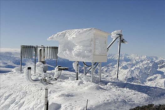 积雪,气象站,顶峰,山,策马特峰,瓦莱,瑞士,欧洲