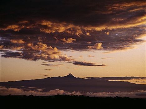 肯尼亚山,日出,脚,雪山,顶峰,困难,巨大,古老,火山,动作,岁月