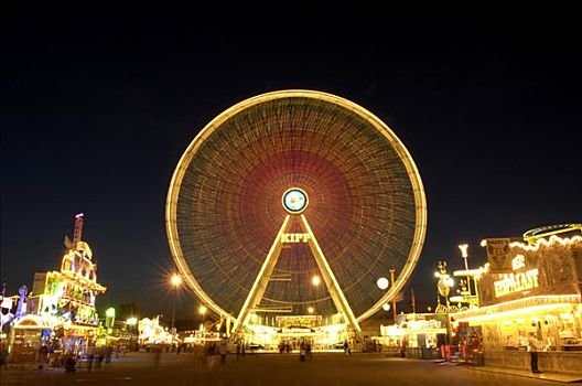 摩天轮,游艺,夜景,斯图加特,巴登符腾堡,德国,欧洲