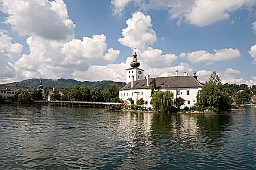 城堡,湖,特劳恩湖,格蒙登,萨尔茨卡莫古特,区域,上奥地利州,奥地利,欧洲