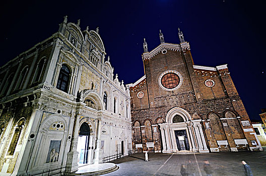 教堂,夜晚,威尼斯,威尼托,意大利,欧洲