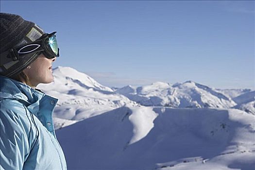 女人,上面,滑雪,山,加拿大