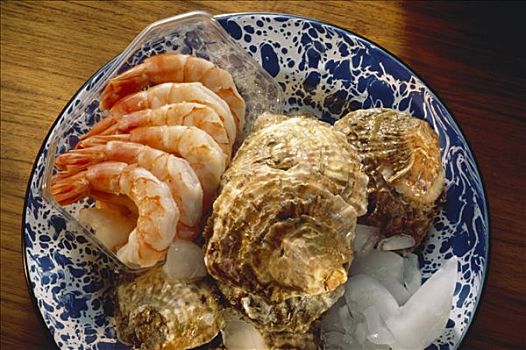 牡蛎,冰,熟食,虾