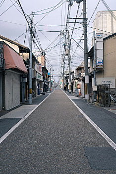 日本京都历史老城区祗园传统街道街景
