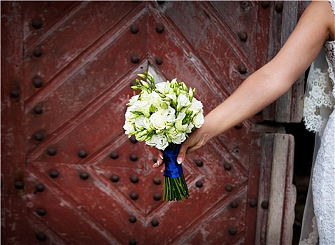 新娘,拿着,美女,婚礼,花,花束