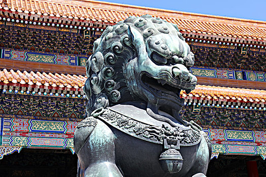 中国传统元素铜狮子素材