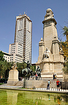 纪念建筑,塞万提斯,堂吉诃德,广场,马德里,西班牙,伊比利亚半岛,欧洲