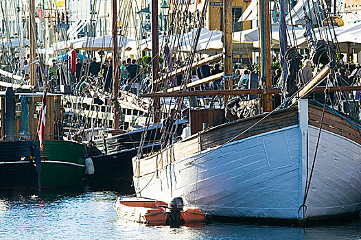 老,帆船,停泊,新港,运河,哥本哈根,丹麦